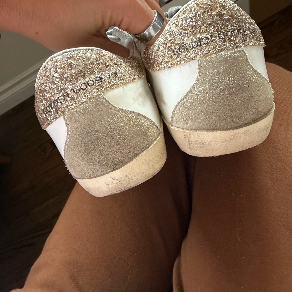 Golden Goose Super Star Red Glitter Star Sneakers - Picture 4 of 11